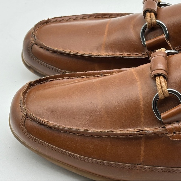 Van Heusen Size 8.5 M Drive Brown Memory Foam Bronze Accent Slip On Dress Shoe - Picture 9 of 12